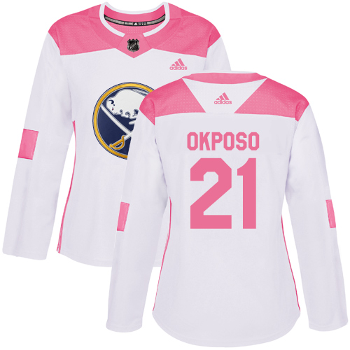 Adidas Buffalo Sabres #21 Kyle Okposo White/Pink Authentic Fashion Women's Stitched Jersey Womens