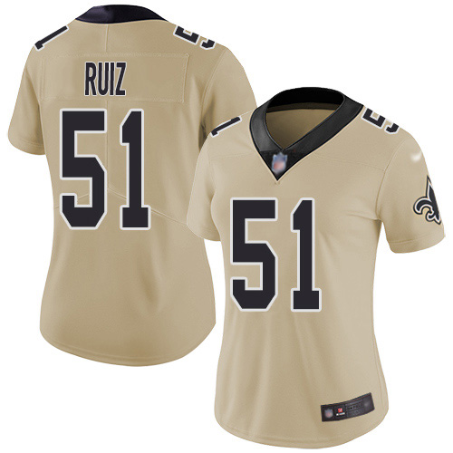 New Orleans Saints #51 Cesar Ruiz Gold Women's Stitched Limited Inverted Legend Jersey Womens