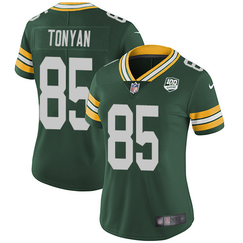 Green Bay Packers #85 Robert Tonyan Green Team Color Women's 100th Season Stitched Vapor Untouchable Limited Jersey Womens