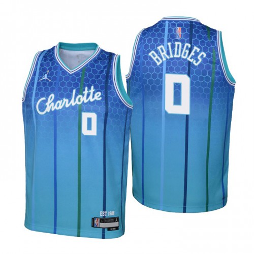 Charlotte Charlotte Hornets #0 Miles Bridges Youth Blue 2021/22 Swingman Jersey - City Edition Youth