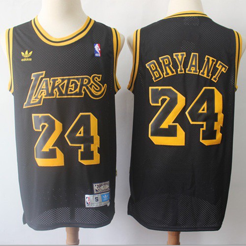 Los Angeles Lakers #24 Kobe Bryant Black Throwback Stitched Jersey Mens