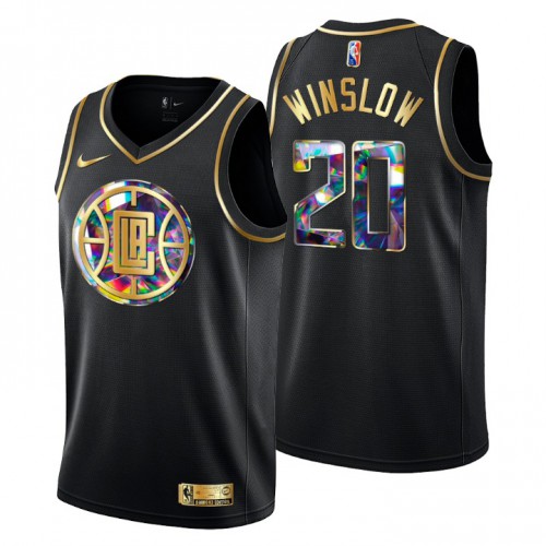 Los Angeles Los Angeles Clippers #20 Justise Winslow Mens Golden Edition Diamond Logo 2021/22 Swingman Jersey - Black Mens