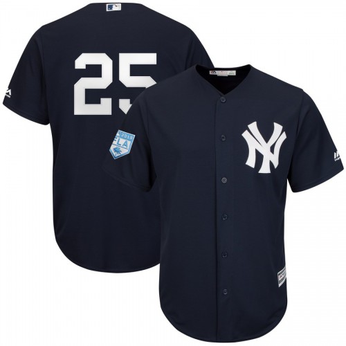 New York Yankees #25 Gleyber Torres Navy Blue 2019 Spring Training Cool Base Stitched Jersey Men's