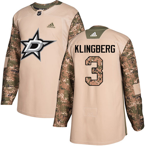 Adidas Dallas Stars #3 John Klingberg Camo Authentic 2017 Veterans Day Youth Stitched Jersey Youth