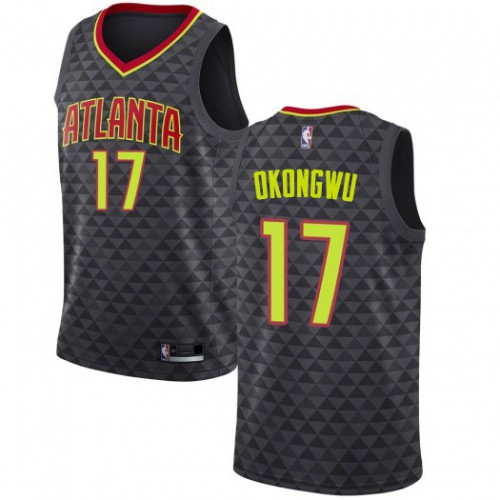 Atlanta Hawks #17 Onyeka Okongwu Black Swingman Icon Edition Jersey Mens
