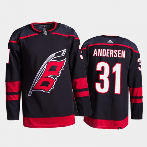 Adidas Carolina Hurricanes #31 Frederik Andersen Men's 2021-22 Alternate Authentic Jersey - Black Men's