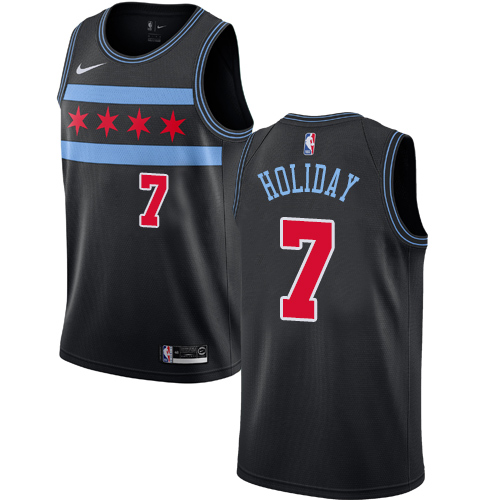 Chicago Bulls #7 Justin Holiday Black Swingman City Edition 2018/19 Jersey Mens
