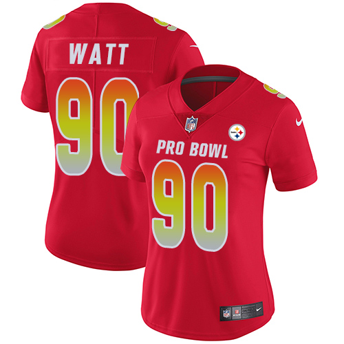 Steelers #90 T. J. Watt Red Women's Stitched Limited AFC 2019 Pro Bowl Jersey