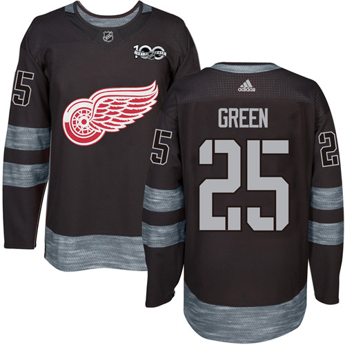 Adidas Detroit Red Wings #25 Mike Green Black 1917-2017 100th Anniversary Stitched Jersey Men's