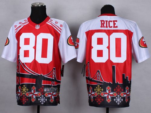 49ers #80 Jerry Rice Red Men's Stitched Elite Noble Fashion Jersey