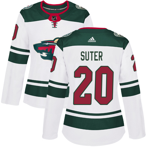 Adidas Minnesota Wild #20 Ryan Suter White Road Authentic Women's Stitched Jersey Womens