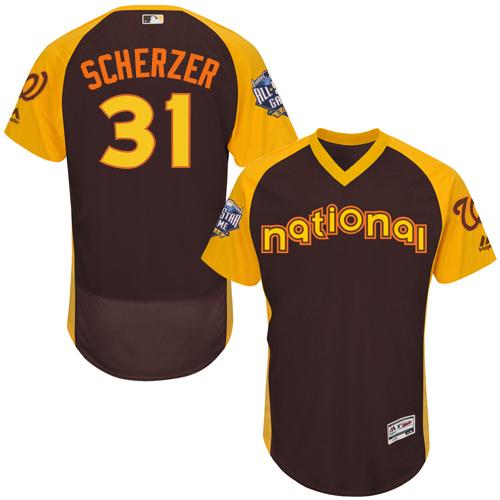 Washington Nationals #31 Max Scherzer Brown Flexbase Authentic Collection 2016 All-Star National League Stitched Jersey Men's