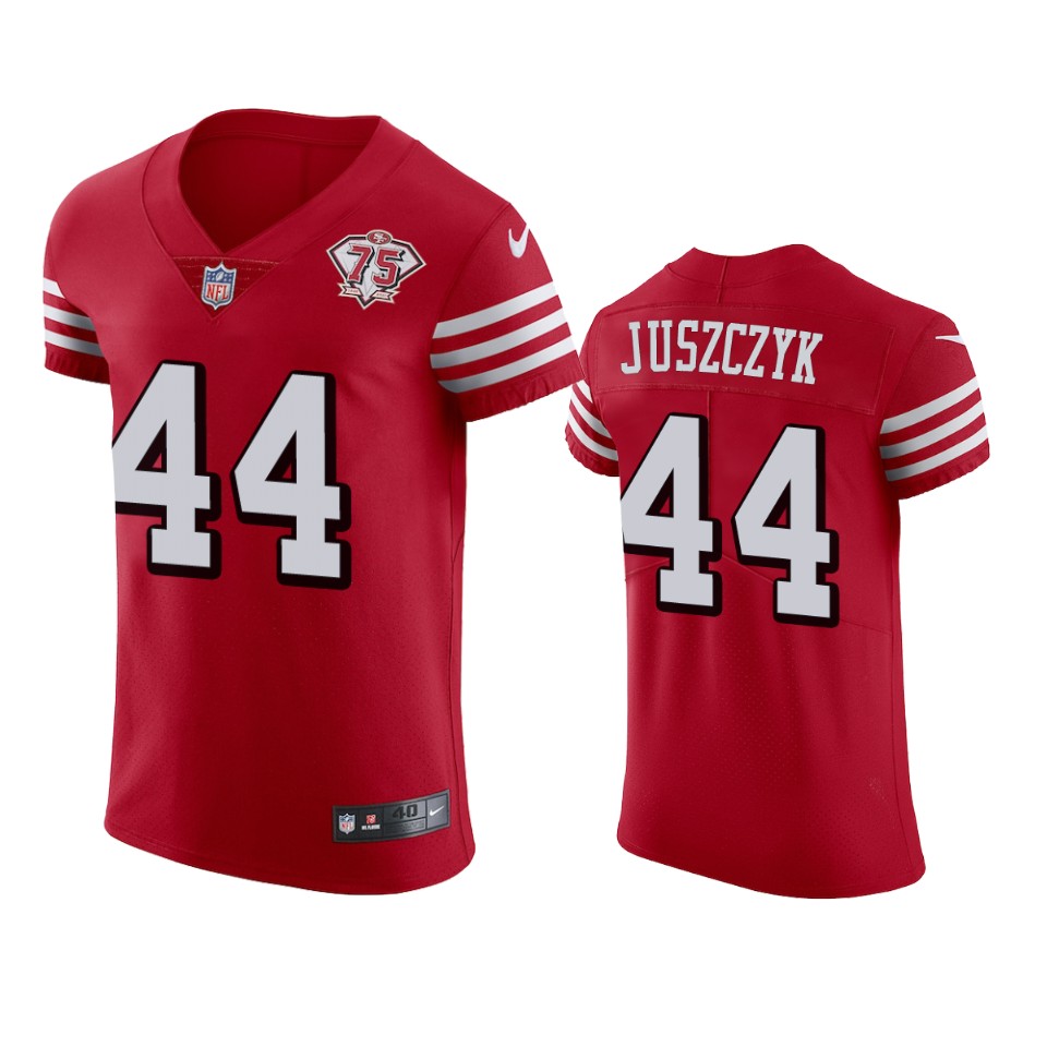 49ers #44 Kyle Juszczyk Red Rush Men's 75th Anniversary Stitched Vapor Untouchable Elite Jersey