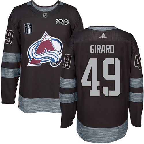 Adidas Colorado Avalanche #49 Samuel Girard Black 2022 Stanley Cup Final Patch 100th Anniversary Stitched Jersey Men's
