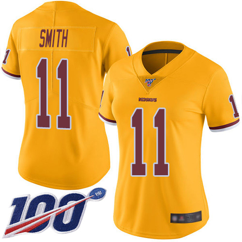Washington Commanders #11 Alex Smith Gold Women's Stitched Limited Rush 100th Season Jersey Womens