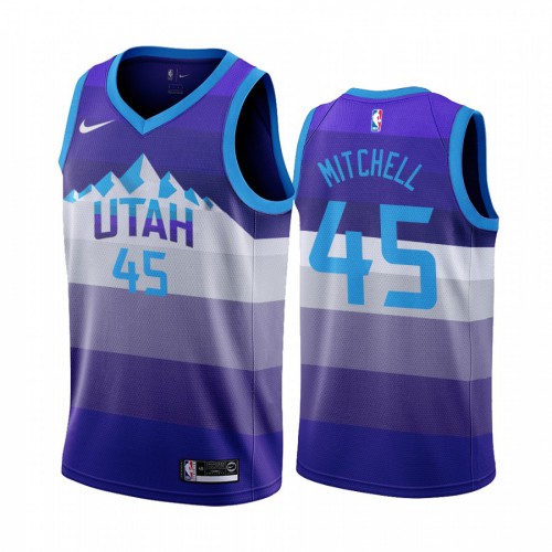 Utah Jazz #45 Donovan Mitchell Mens Hardwood Classic Jersey Purple Mens
