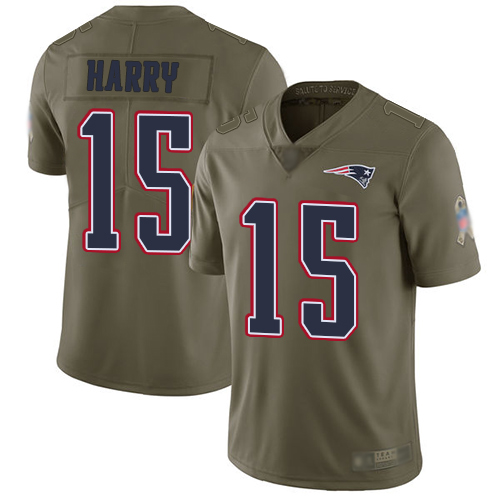 New England Patriots #15 N'Keal Harry Olive Men's Stitched Limited 2017 Salute To Service Jersey Men's