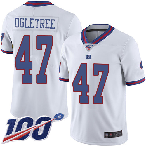 New York Giants #47 Alec Ogletree White Men's Stitched Limited Rush 100th Season Jersey Men's