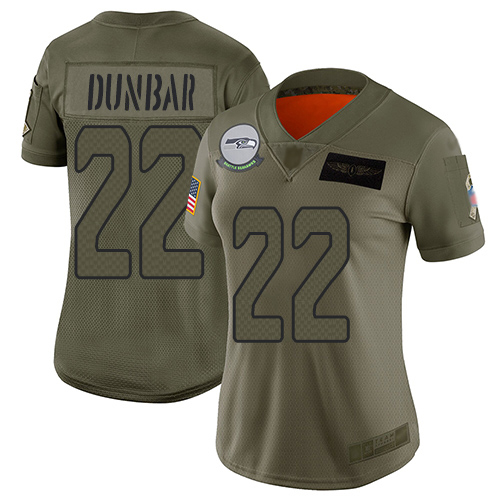 Seattle Seahawks #22 Quinton Dur Camo Women's Stitched Limited 2019 Salute To Service Jersey Womens