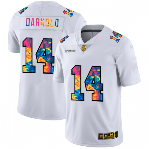 New York New York Jets #14 Sam Darnold Men's White Multi-Color 2020 Crucial Catch Limited Jersey Men's