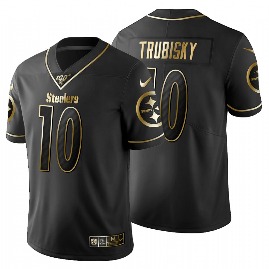 Pittsburgh Steelers #10 Mitchell Trubisky Men's Black Golden Limited 100 Jersey