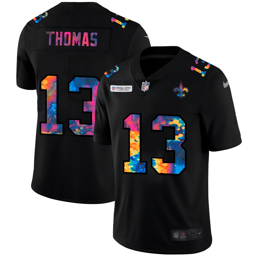 New Orleans Saints #13 Michael Thomas Men's Multi-Color Black 2020 Crucial Catch Vapor Untouchable Limited Jersey