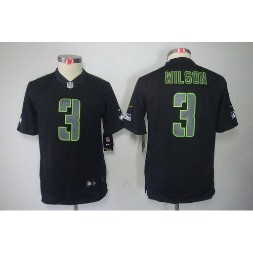 Seattle Seahawks #3 Russell Wilson Black Impact Youth Stitched Limited Jersey Youth