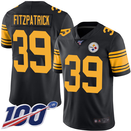 Steelers #39 Minkah Fitzpatrick Black Youth Stitched Limited Rush 100th Season Jersey