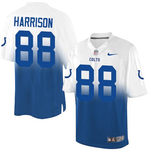 Indianapolis Colts #88 Marvin Harrison Royal Blue/White Men's Stitched Elite Fadeaway Fashion Jersey Men's