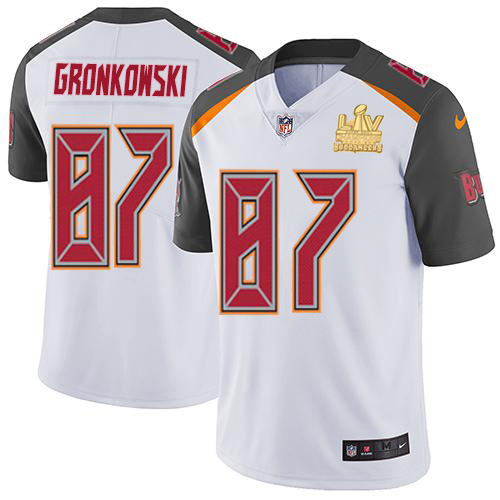 Buccaneers #87 Rob Gronkowski White Youth Super Bowl LV Champions Patch Stitched Vapor Untouchable Limited Jersey