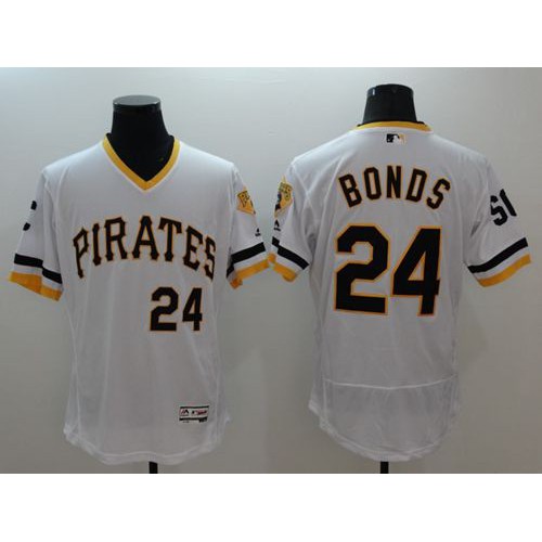 Pittsburgh Pirates #24 Barry Bonds White Flexbase Authentic Collection Cooperstown Stitched Jersey Men's
