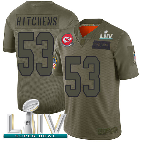 Kansas City Chiefs #53 Anthony Hitchens Camo Super Bowl LIV 2020 Men's Stitched Limited 2019 Salute To Service Jersey Men's