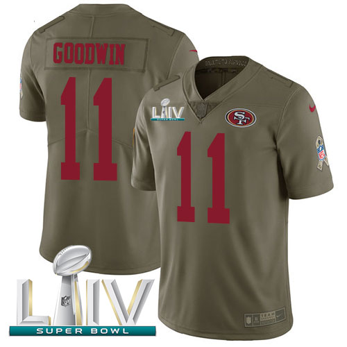 San Francisco 49ers #11 Marquise Goodwin Olive Super Bowl LIV 2020 Youth Stitched Limited 2017 Salute To Service Jersey Youth
