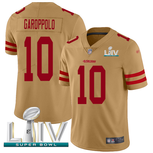 49ers #10 Jimmy Garoppolo Gold Super Bowl LIV 2020 Youth Stitched Limited Inverted Legend Jersey