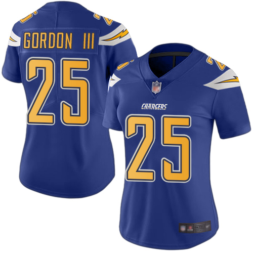 Los Angeles Chargers #25 Melvin Gordon III Electric Blue Women's Stitched Limited Rush Jersey Womens