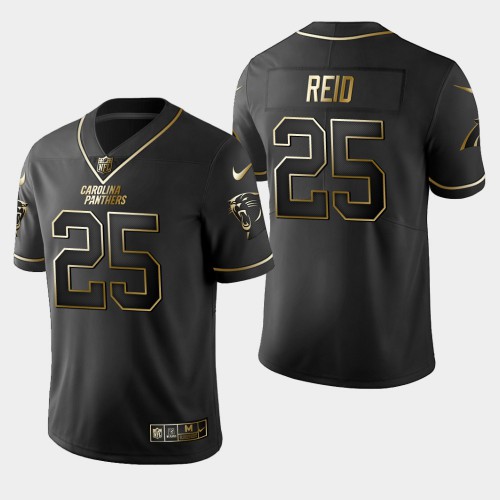 Carolina Carolina Panthers #25 Eric Reid Vapor Limited Black Golden Jersey Men's