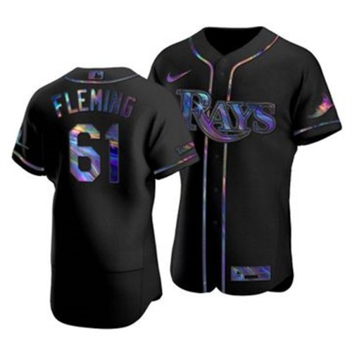 Tampa Bay Tampa Bay Rays #61 Josh Fleming Men's Iridescent Holographic Collection Jersey - Black Men's