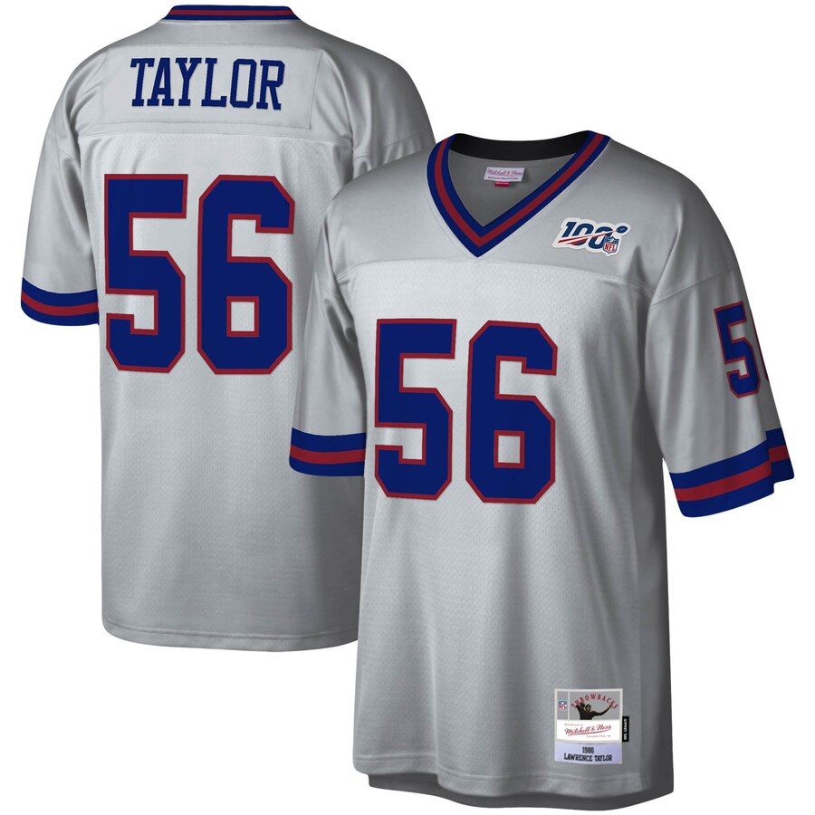 New York Giants #56 Lawrence Taylor Mitchell & Ness 100 Retired Player Platinum Jersey