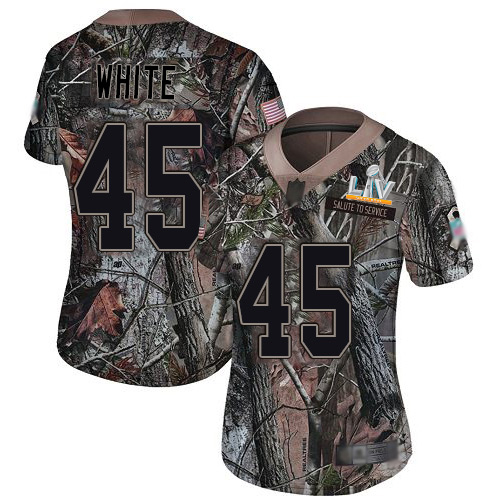Buccaneers #45 Devin White Camo Women's Super Bowl LV Bound Stitched Limited Rush Realtree Jersey