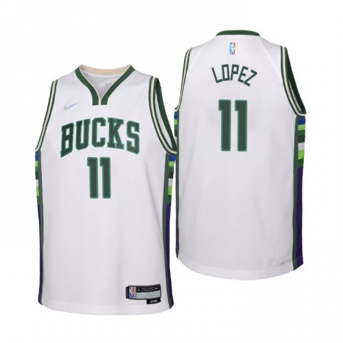 Milwaukee Milwaukee Bucks #11 Brook Lopez Youth White 2021/22 Swingman Jersey - City Edition Youth