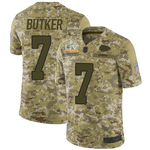 Chiefs #7 Harrison Butker Camo Men's Super Bowl LV Bound Stitched Limited 2018 Salute To Service Jersey