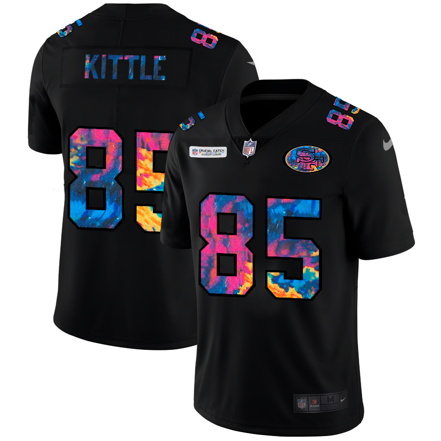 San Francisco 49ers #85 George Kittle Men's Multi-Color Black 2020 Crucial Catch Vapor Untouchable Limited Jersey