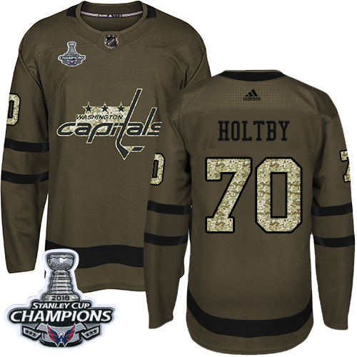 Adidas Washington Capitals #70 Braden Holtby Green Salute to Service Stanley Cup Final Champions Stitched Youth Jersey Youth