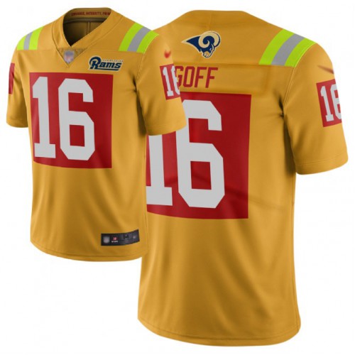 Los Angeles Rams #16 Jared Goff Gold Men's Stitched Limited City Edition Jersey Men's