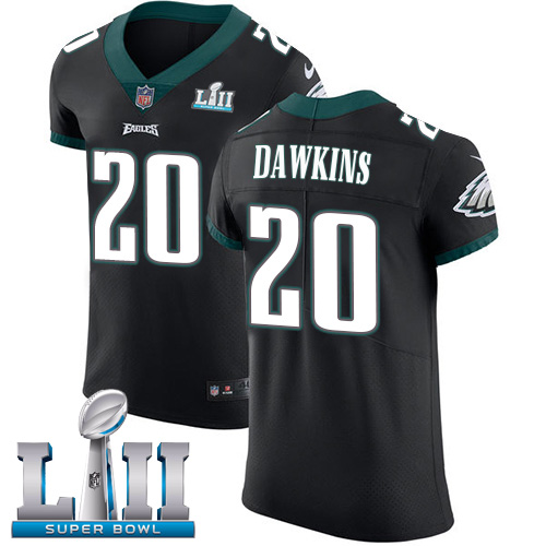 Eagles #20 Brian Dawkins Black Alternate Super Bowl LII Men's Stitched Vapor Untouchable Elite Jersey