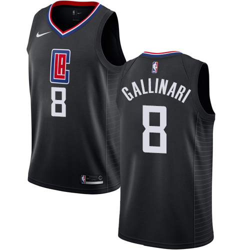 Los Angeles Clippers #8 Danilo Gallinari Black Swingman Statement Edition Jersey Mens