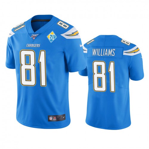 Los Angeles Los Angeles Chargers #81 Mike Williams Light Blue 60th Anniversary Vapor Limited Jersey Men's