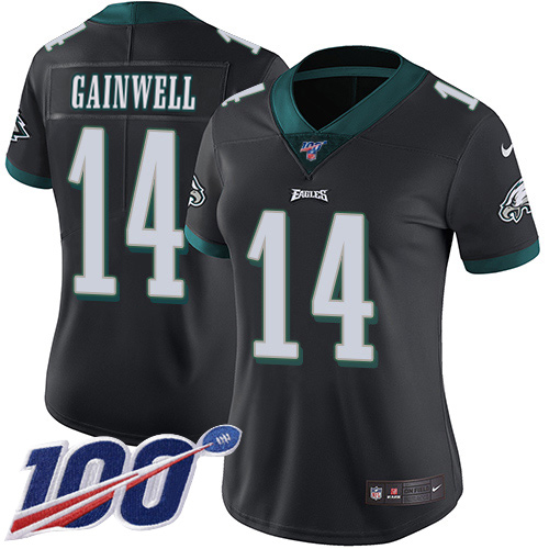 Eagles #14 Kenneth Gainwell Black Alternate Women's Stitched 100th Season Vapor Untouchable Limited Jersey