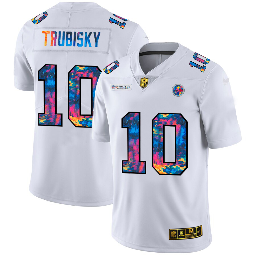 Steelers #10 Mitchell Trubisky Men's White Multi-Color 2020 Crucial Catch Limited Jersey