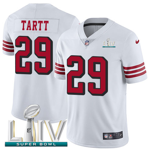 San Francisco 49ers #29 Jaquiski Tartt White Super Bowl LIV 2020 Rush Youth Stitched Vapor Untouchable Limited Jersey Youth